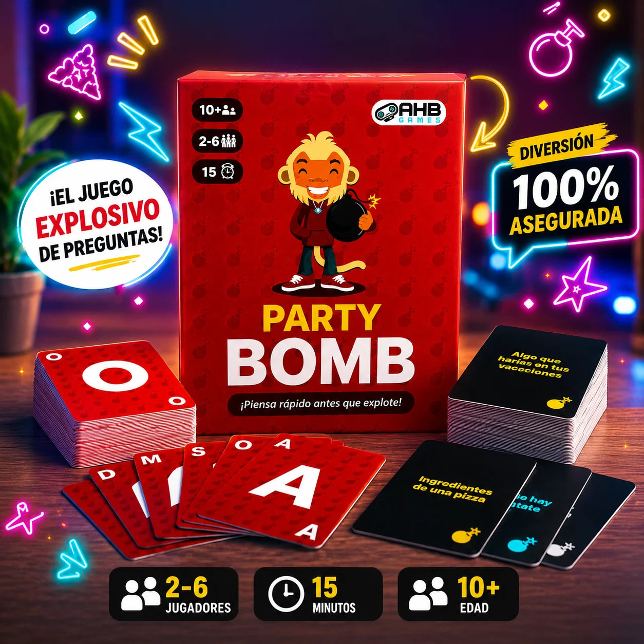 Party Bomb — Juego de Cartas de Rapidez Mental para Toda la Familia